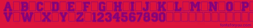 StitchnSchool Font – Purple Fonts on Red Background