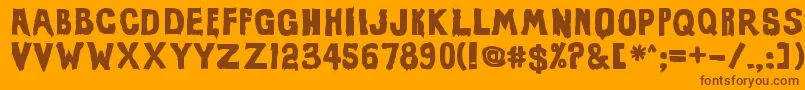 EviloffrankensteinUltrablack-Schriftart – Braune Schriften auf orangefarbenem Hintergrund