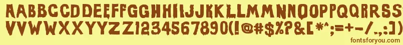 Fonte EviloffrankensteinUltrablack – fontes marrons em um fundo amarelo