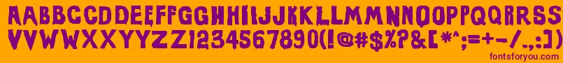 Fonte EviloffrankensteinUltrablack – fontes roxas em um fundo laranja