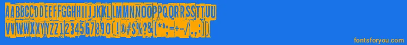 Blockheads-Schriftart – Orangefarbene Schriften auf blauem Hintergrund
