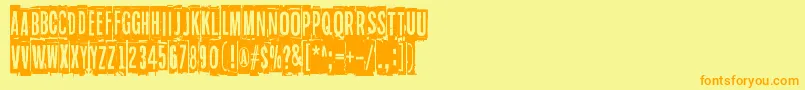 フォントBlockheads – オレンジの文字が黄色の背景にあります。