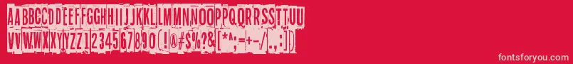 Blockheads-Schriftart – Rosa Schriften auf rotem Hintergrund