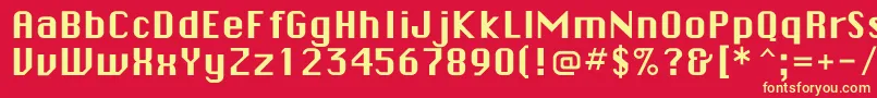 Czcionka Checkboxflf – żółte czcionki na czerwonym tle