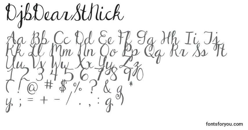 Czcionka DjbDearStNick – alfabet, cyfry, specjalne znaki