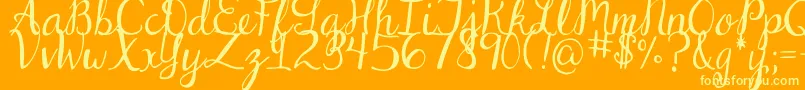Więcej informacji o czcionce DjbDearStNick Czcionka DjbDearStNick – żółte czcionki na pomarańczowym tle