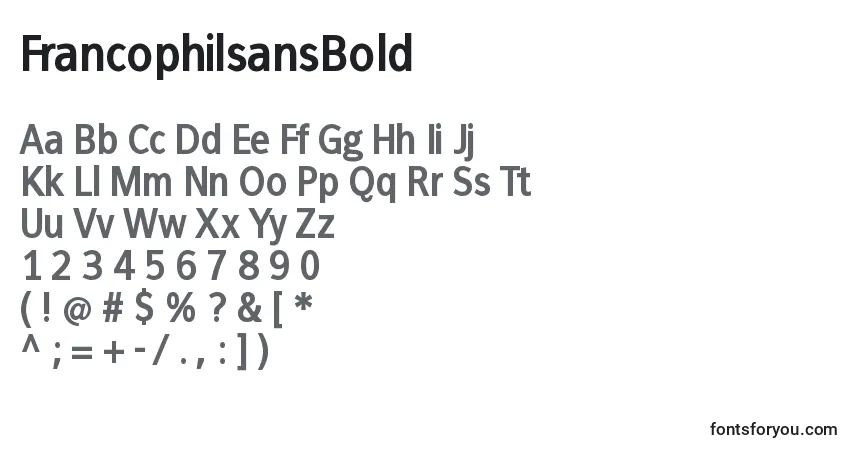 Czcionka FrancophilsansBold – alfabet, cyfry, specjalne znaki