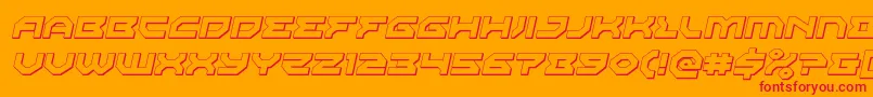 Xenodemon3Dital-Schriftart – Rote Schriften auf orangefarbenem Hintergrund