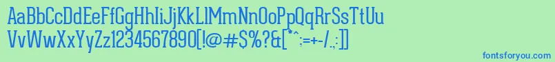 GearedSlabThin Font – Blue Fonts on Green Background