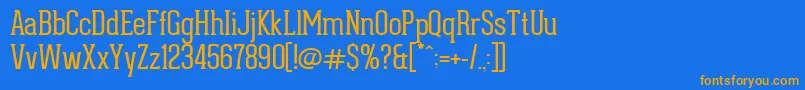 GearedSlabThin Font – Orange Fonts on Blue Background