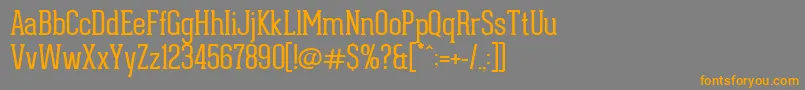 フォントGearedSlabThin – オレンジの文字は灰色の背景にあります。