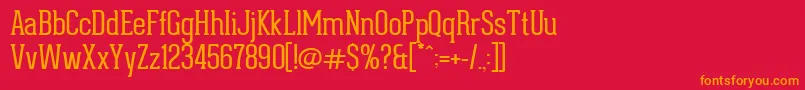 GearedSlabThin Font – Orange Fonts on Red Background