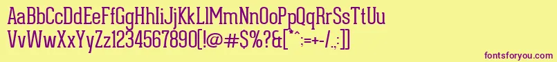 GearedSlabThin Font – Purple Fonts on Yellow Background