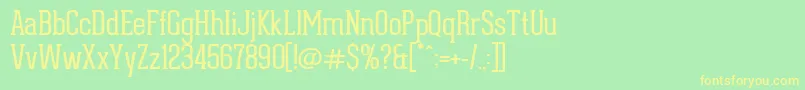 GearedSlabThin-fontti – keltaiset fontit vihreällä taustalla