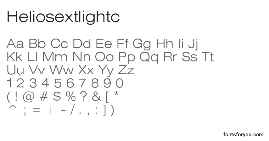 Schriftart Heliosextlightc – Alphabet, Zahlen, spezielle Symbole