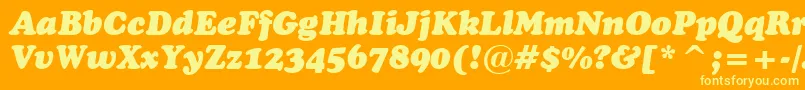 CooperBlackItalicHeadlineBt-Schriftart – Gelbe Schriften auf orangefarbenem Hintergrund