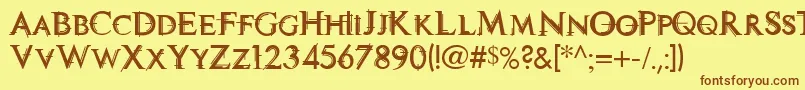 More about Technott Font Technott Font – Brown Fonts on Yellow Background