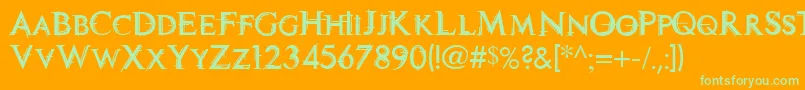 Technott Font – Green Fonts on Orange Background