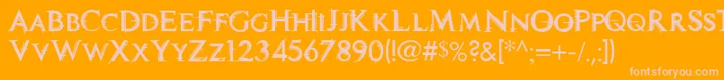 Technott Font – Pink Fonts on Orange Background