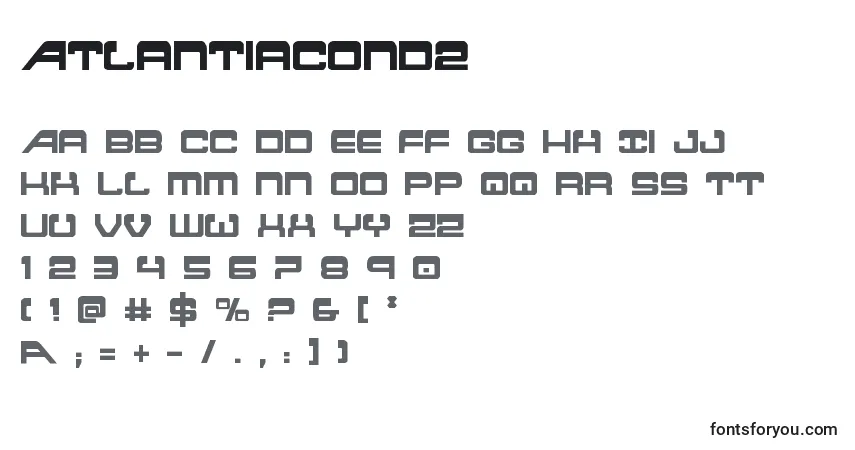 Czcionka Atlantiacond2 – alfabet, cyfry, specjalne znaki