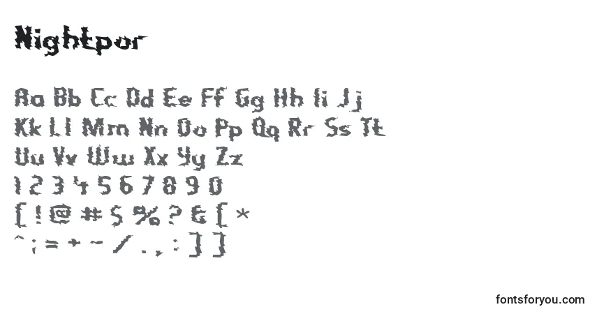 A fonte Nightpor – alfabeto, números, caracteres especiais