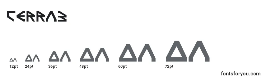 Размеры шрифта Terra3
