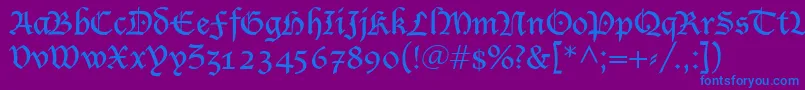 フォントBlecklet – 紫色の背景に青い文字