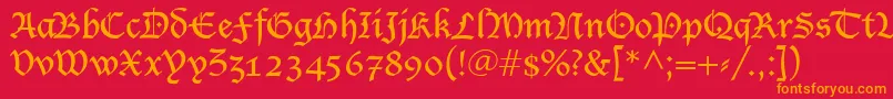 Blecklet-Schriftart – Orangefarbene Schriften auf rotem Hintergrund