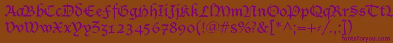 Blecklet-Schriftart – Violette Schriften auf braunem Hintergrund