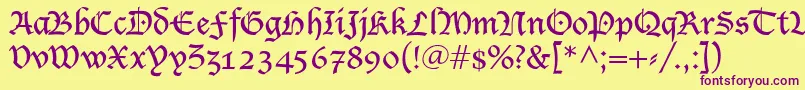 Blecklet-Schriftart – Violette Schriften auf gelbem Hintergrund