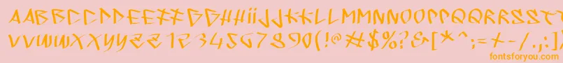 Sprayerstypes-Schriftart – Orangefarbene Schriften auf rosa Hintergrund