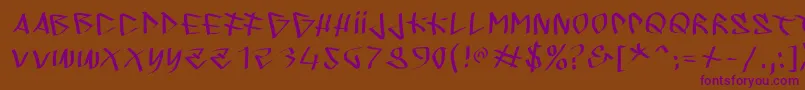 Sprayerstypes-Schriftart – Violette Schriften auf braunem Hintergrund