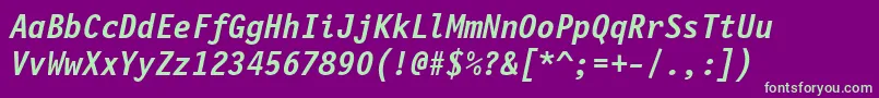 FinancialBoldOblique Font – Green Fonts on Purple Background