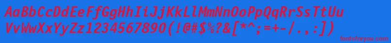 FinancialBoldOblique Font – Red Fonts on Blue Background