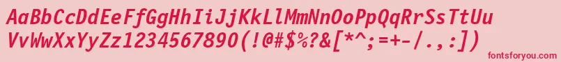 FinancialBoldOblique-Schriftart – Rote Schriften auf rosa Hintergrund