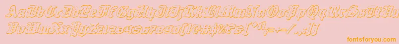 Questknight3Di-Schriftart – Orangefarbene Schriften auf rosa Hintergrund