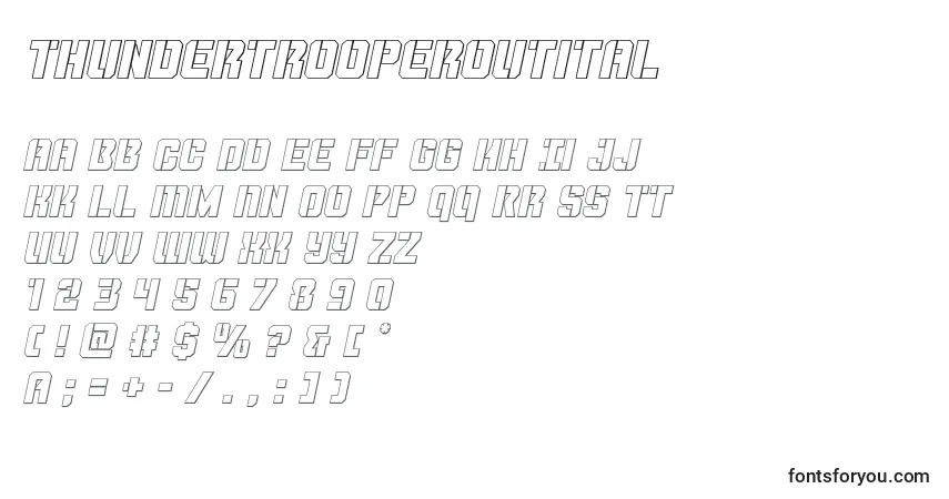 Czcionka Thundertrooperoutital – alfabet, cyfry, specjalne znaki
