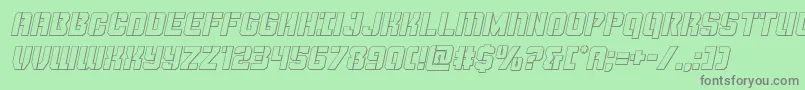 Thundertrooperoutital Font – Gray Fonts on Green Background