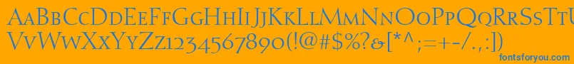 DiotimaRomanSmallCapsOldstyleFigures Font – Blue Fonts on Orange Background