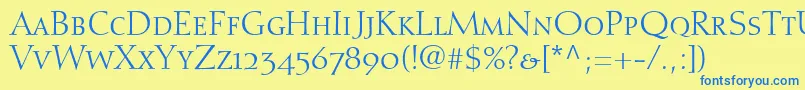 DiotimaRomanSmallCapsOldstyleFigures Font – Blue Fonts on Yellow Background