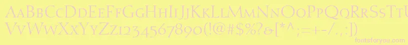 DiotimaRomanSmallCapsOldstyleFigures Font – Pink Fonts on Yellow Background