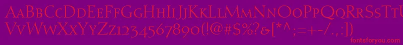 DiotimaRomanSmallCapsOldstyleFigures Font – Red Fonts on Purple Background