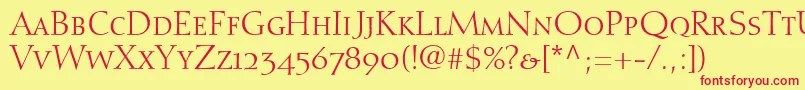 DiotimaRomanSmallCapsOldstyleFigures Font – Red Fonts on Yellow Background