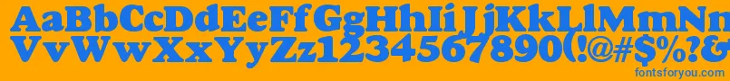 Gordo-Schriftart – Blaue Schriften auf orangefarbenem Hintergrund