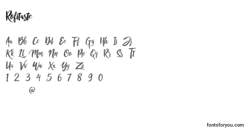A fonte Rofitaste (54269) – alfabeto, números, caracteres especiais