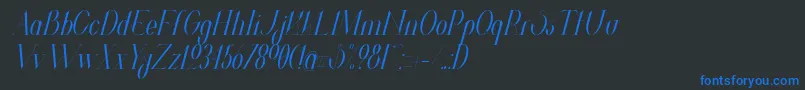 フォントValkyrieCondensedItalic – 黒い背景に青い文字