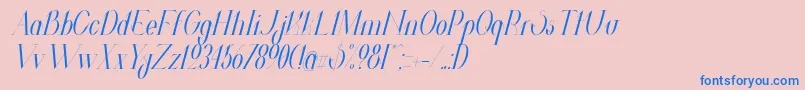 ValkyrieCondensedItalic-Schriftart – Blaue Schriften auf rosa Hintergrund