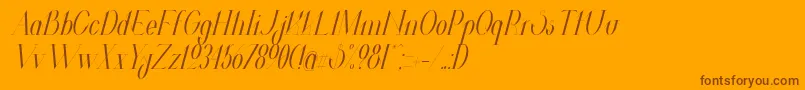 ValkyrieCondensedItalic-Schriftart – Braune Schriften auf orangefarbenem Hintergrund