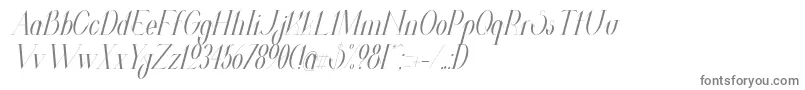 ValkyrieCondensedItalic-fontti – harmaat kirjasimet valkoisella taustalla