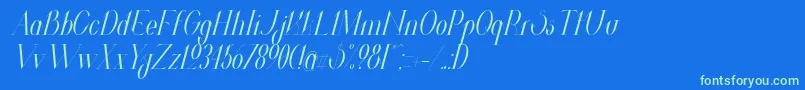 ValkyrieCondensedItalic Font – Green Fonts on Blue Background